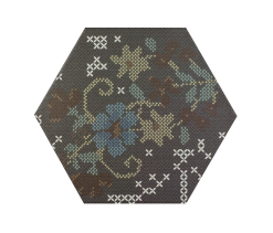 Apavisa Carrelage Hexagonal Décoré Style Rétro PUNTO CROCE BLACK DECOR 25x30 Cm - R10 - 0.935m²