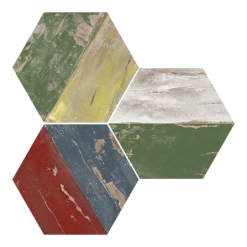 Apavisa Carrelage Hexagonal Imitation Bois Vieilli Multicolor - Karacter Vintage Natural Hexagon 25x30cm - R10 - 0.935m²