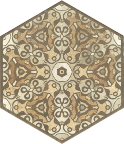 Aparici Carrelage Hexagonal Imitation Terre Décors Mix - 25x29 Cm TERRE STAMP HEXAGONE - R9 - 0.935m²