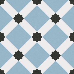 Vives Azulejos Y Gres Carrelage Style Ciment Blanc Bleu Géométrique 20x20 Cm 1900 PALAU CELESTE - 1m²