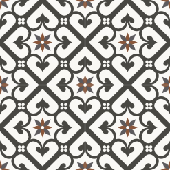 Dualgres Carrelage Style Ciment Mono-motif Carreau Rouge Et Noir OLD SCHOOL GALES CLASSIC 45x45 Cm - 1.42m²