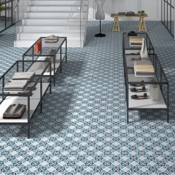 Devant -Carreaux De Ciment Imitation Soldes carrelage style ciment monomotif rosace bleu old school lester blue 45x45 cm 142m 1