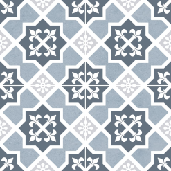 Dualgres Carrelage Style Ciment Monomotif Rosace Bleu OLD SCHOOL LESTER BLUE 45x45 Cm - 1.42m²